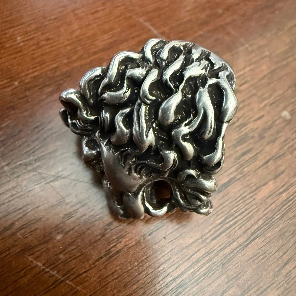 Gucci Silver-tone Brass Lion Head Ring‎ - IT Size 13 = 6.5 US (53mm)